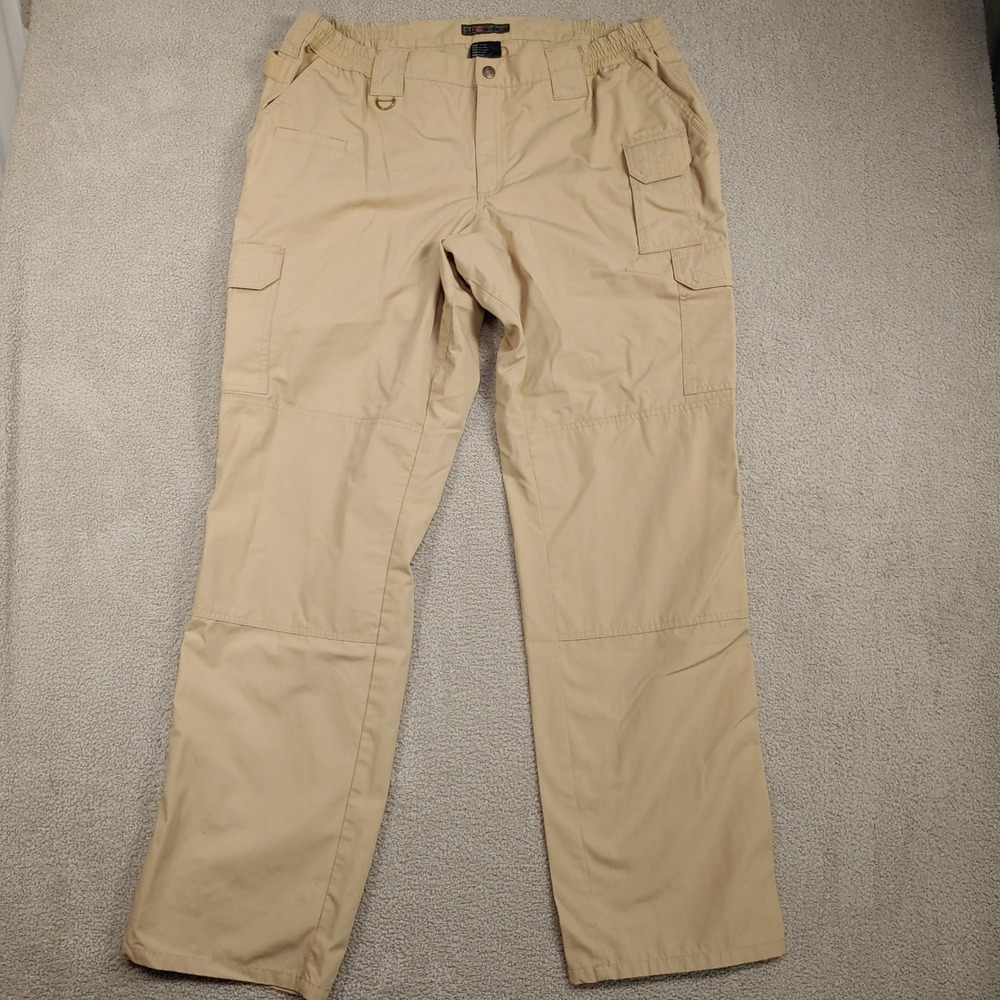 5.11 Tactical Cargo Pants - Men 38x34 Tan Ripstop Utility Workwear - 64360 Long